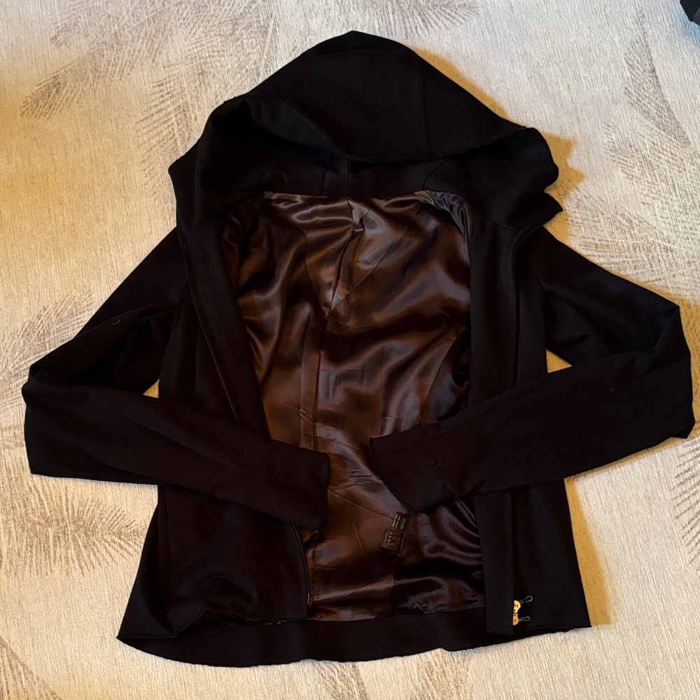De la Japanese Black Hooded Jacket with Lining
